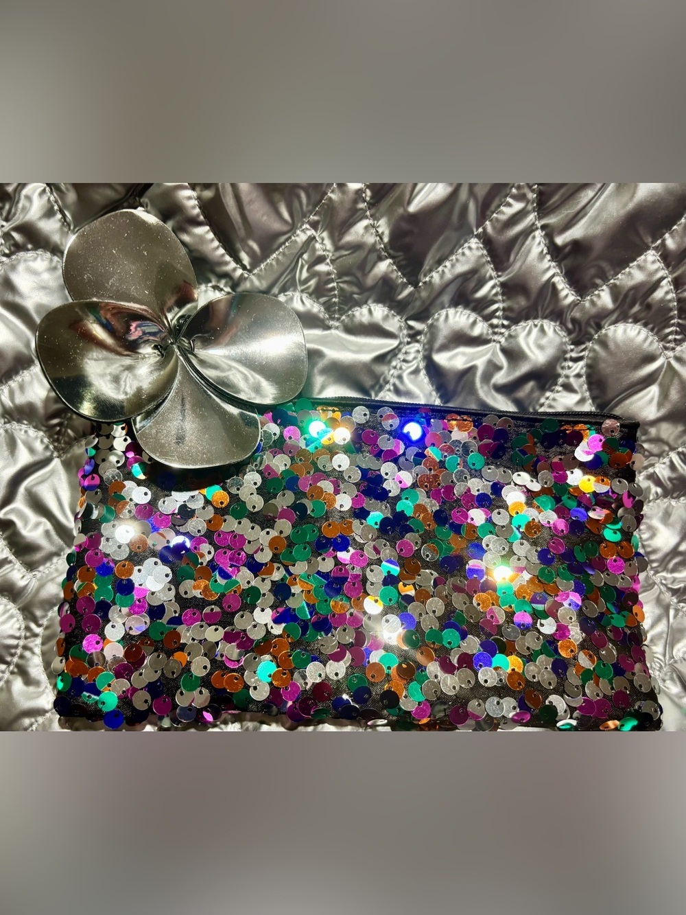 MAC Sparkle Sequin Glitter MultiColor Makeup Cosmetic Zipper Bag Clutch Pouch - Picture 7 of 10